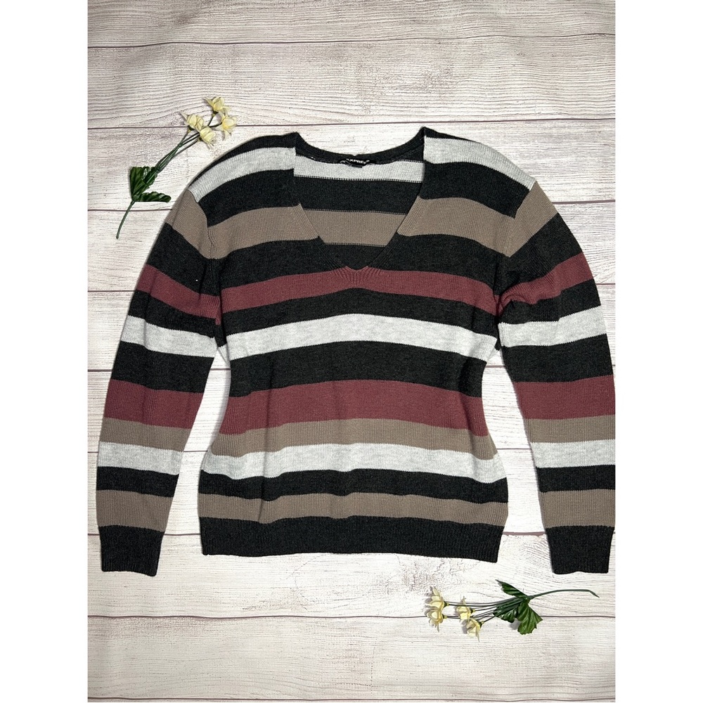 EXPRESS Stripe V-Neck Sweater
